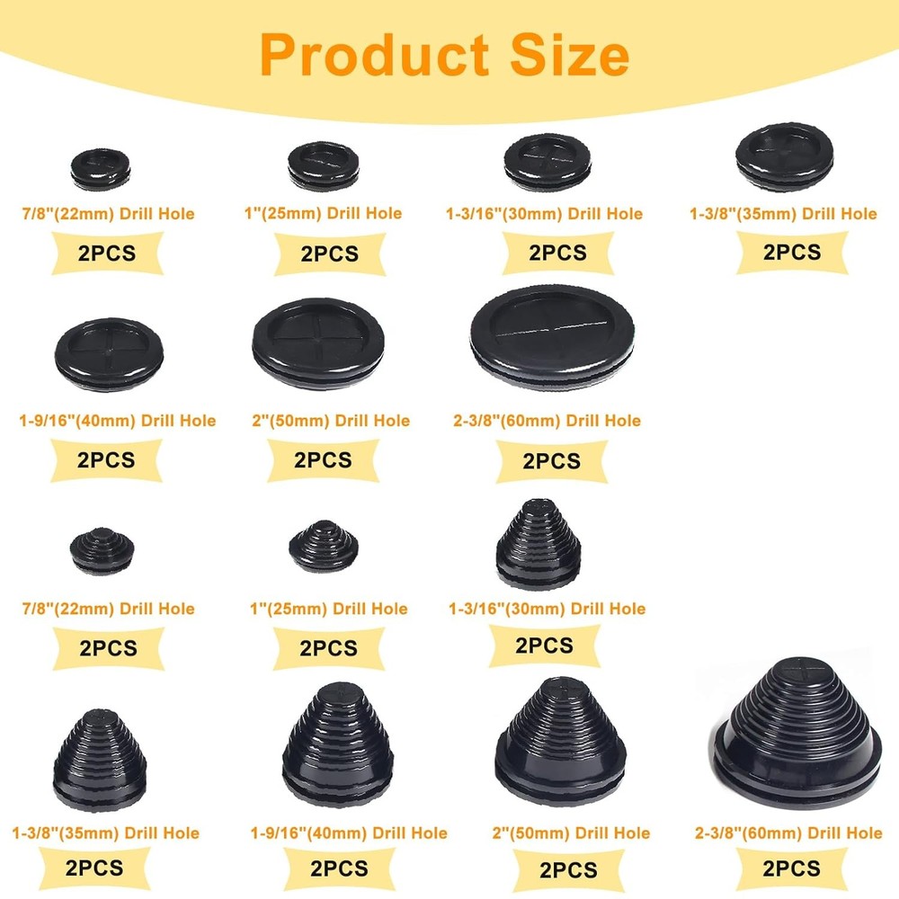 Rubber Grommet Kit Wire Protection, Grommet, Firewall Solid Closed...