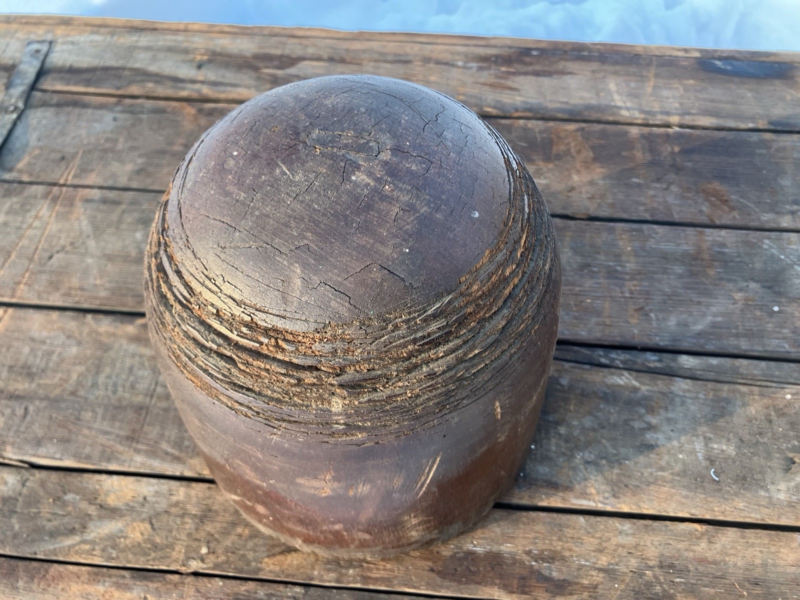 Antique Wooden Hat Form Block Dome Mold Millinery Primitive