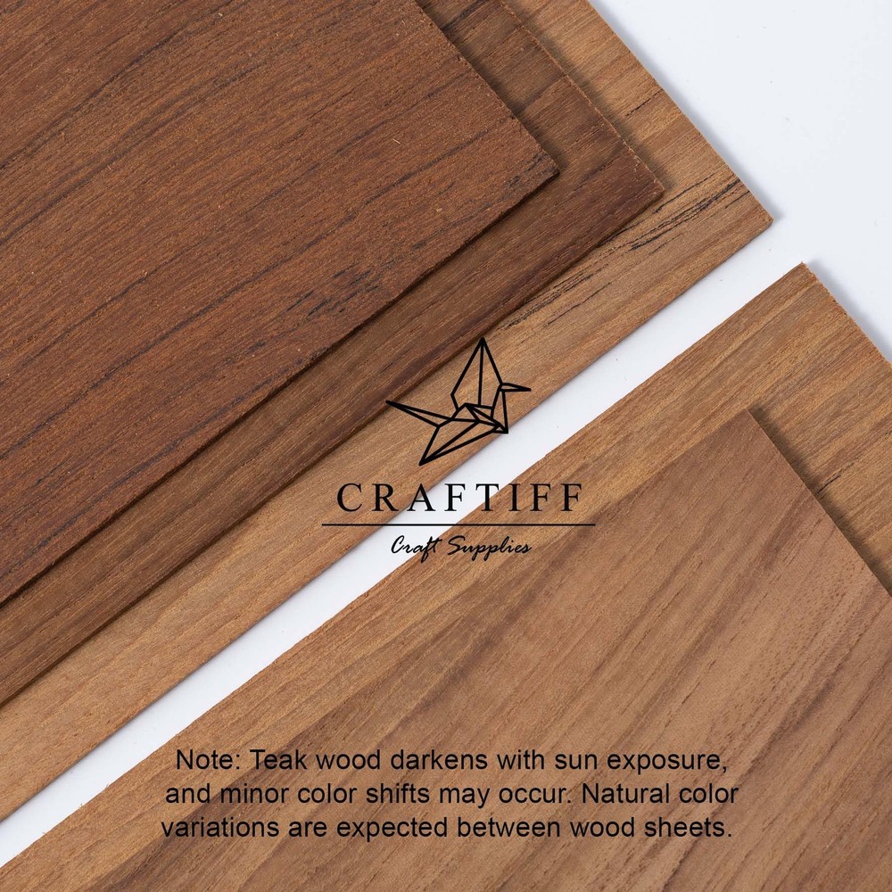 Teak Wood Veneer Sheets 1/8 Thick, 4x8 Solid Panel for Crafting