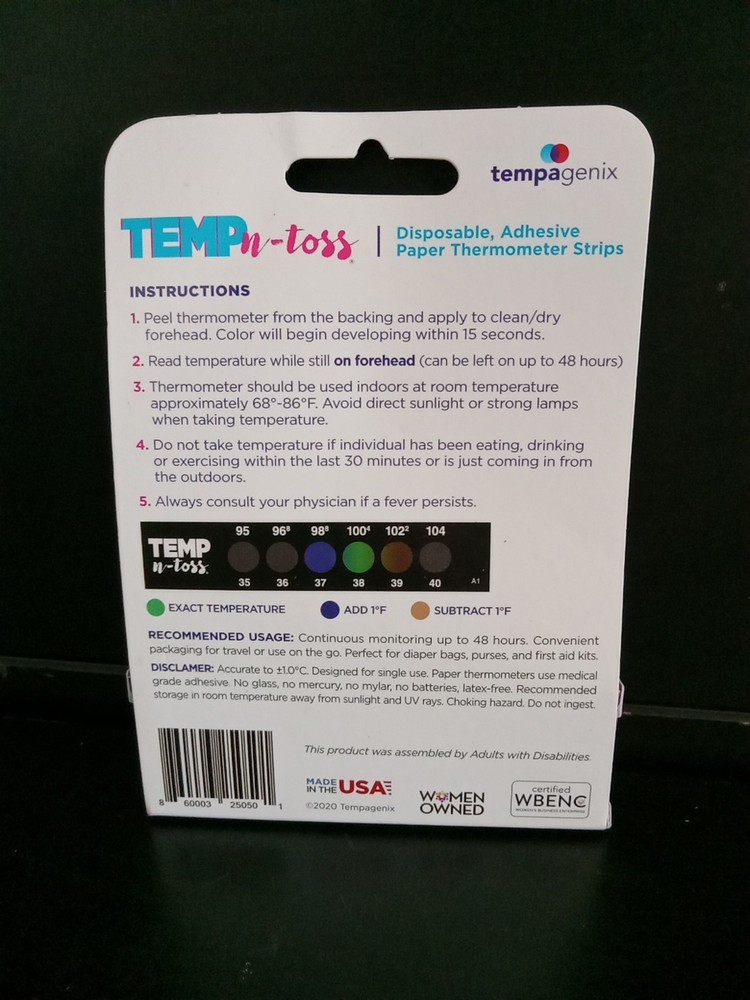 Temp N Toss 6 Disposable Forehead Thermometer Strips One Time Use