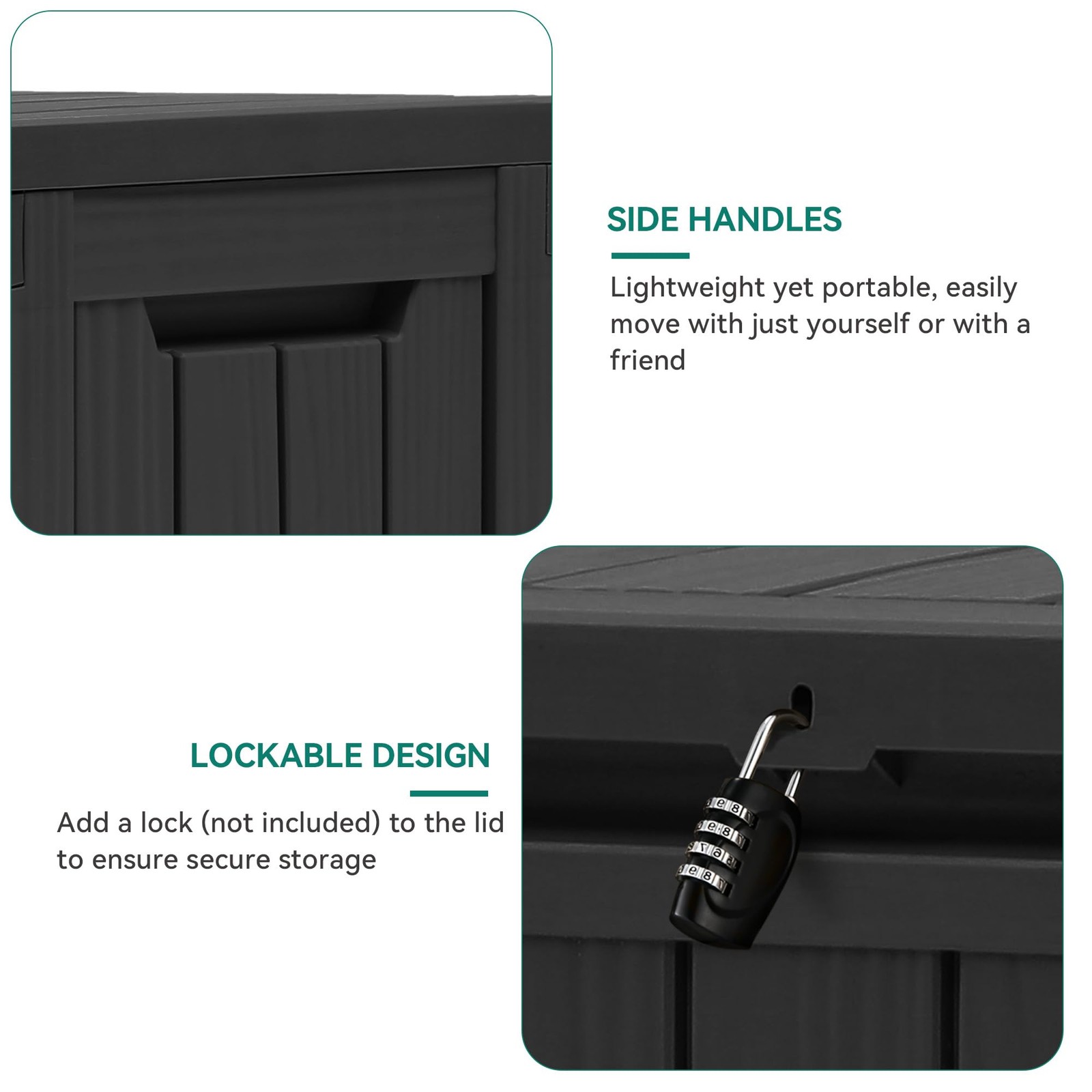 Caja De Cubierta 72 Galones Impermeable Para Patio Exterior Casa Almacenamiento