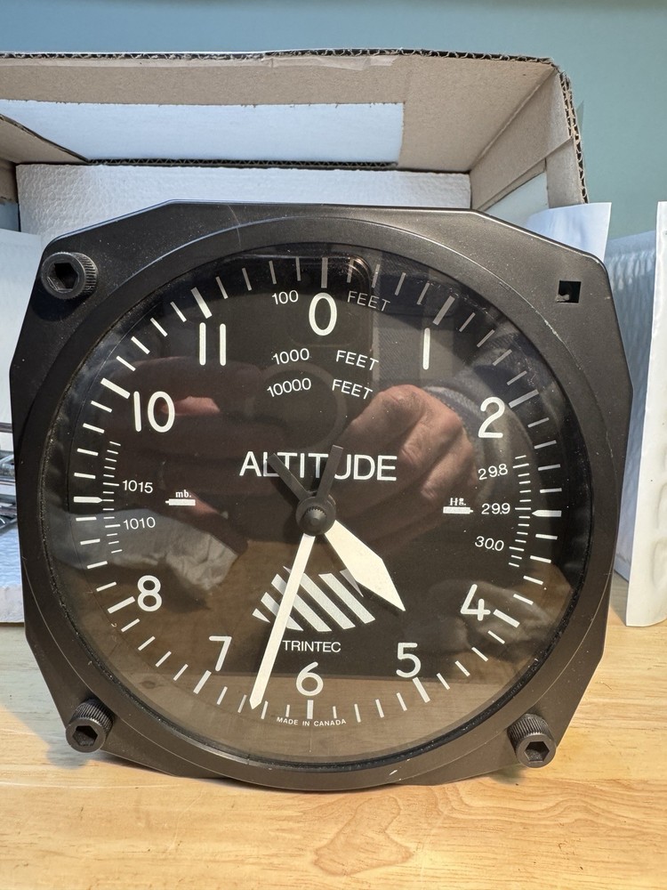 Trintec Classic Altitude Altimeter Aviation Square Clock Tested