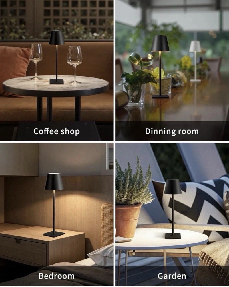 Rechargeable Cordless Table Lamps, 2 Pack with Touch Control & Waterproof Design