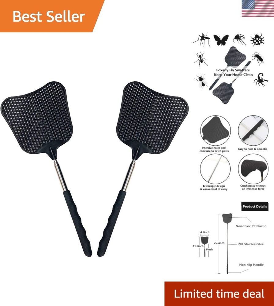 Plastic Fly Swatter with Stainless Steel Extendable Handle – 2