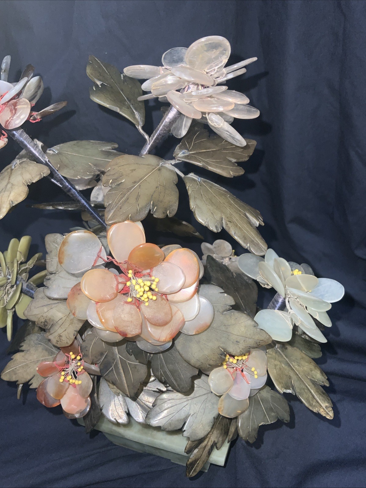 Vtg MCM Jade Agate Carnelian Quartz Large Bonsai Tree