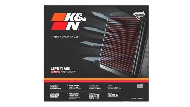 Engine Air Filter: Reusable, Clean Every 75,000 Miles, Washable, Replacement