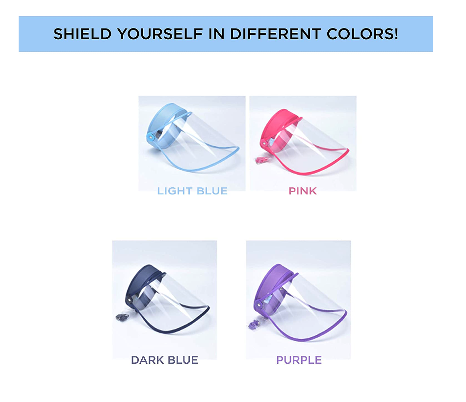 Reusable Face Shield Adjustable Flip Up Visor Whole Face Clear Dust Visor 2 PCS