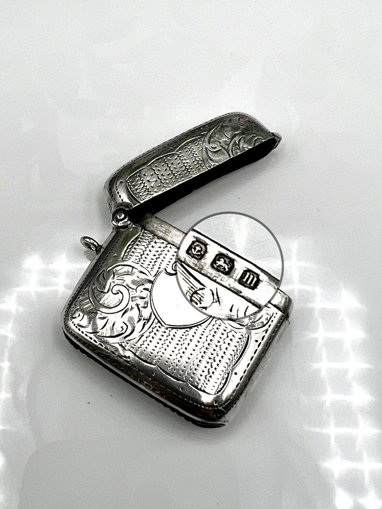 Edwardian Solid Silver Vesta Case Birmingham 1911 W H Haseler