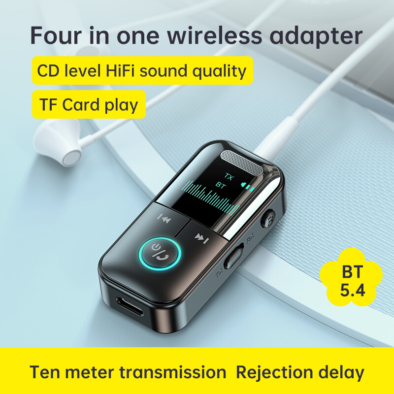 Bluetooth 5.4 Transmitter Receiver Wireless 2in1 Audio 3.5mm Jack Aux Adapter US