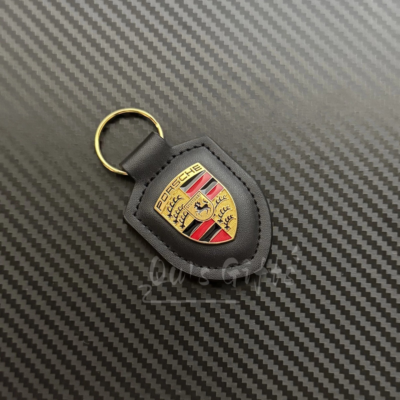 Porsche Crest Sheild Leather Keychain US Fast Free Shipping & Pick Your Color