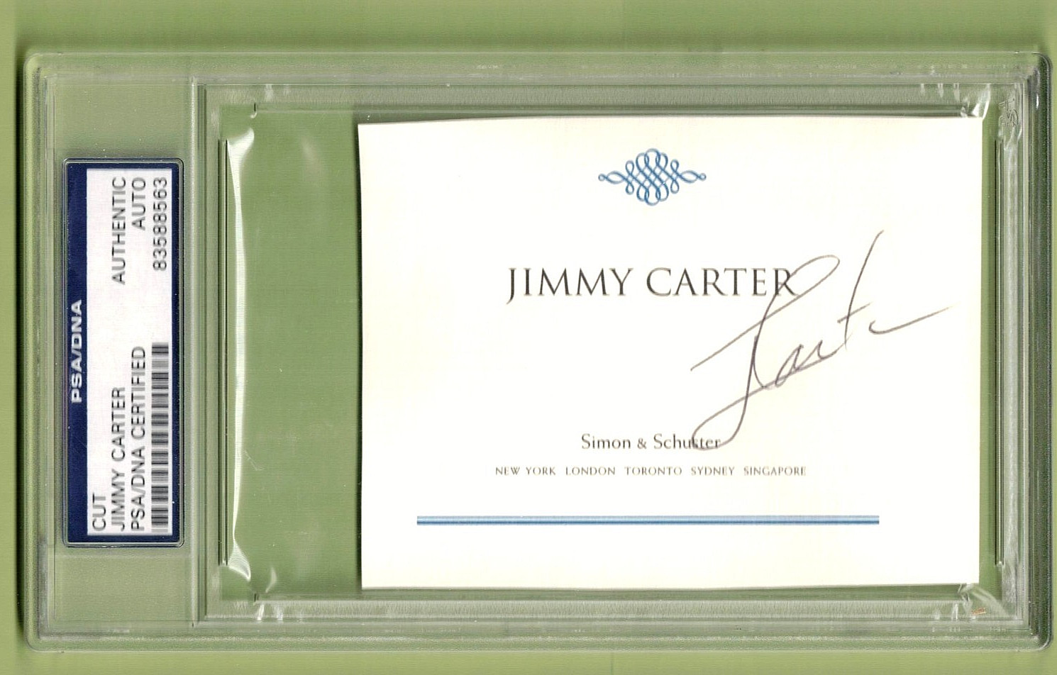 Jimmy Carter Autograph 39th POTUS PSA Authenticated/Slabbed OV337