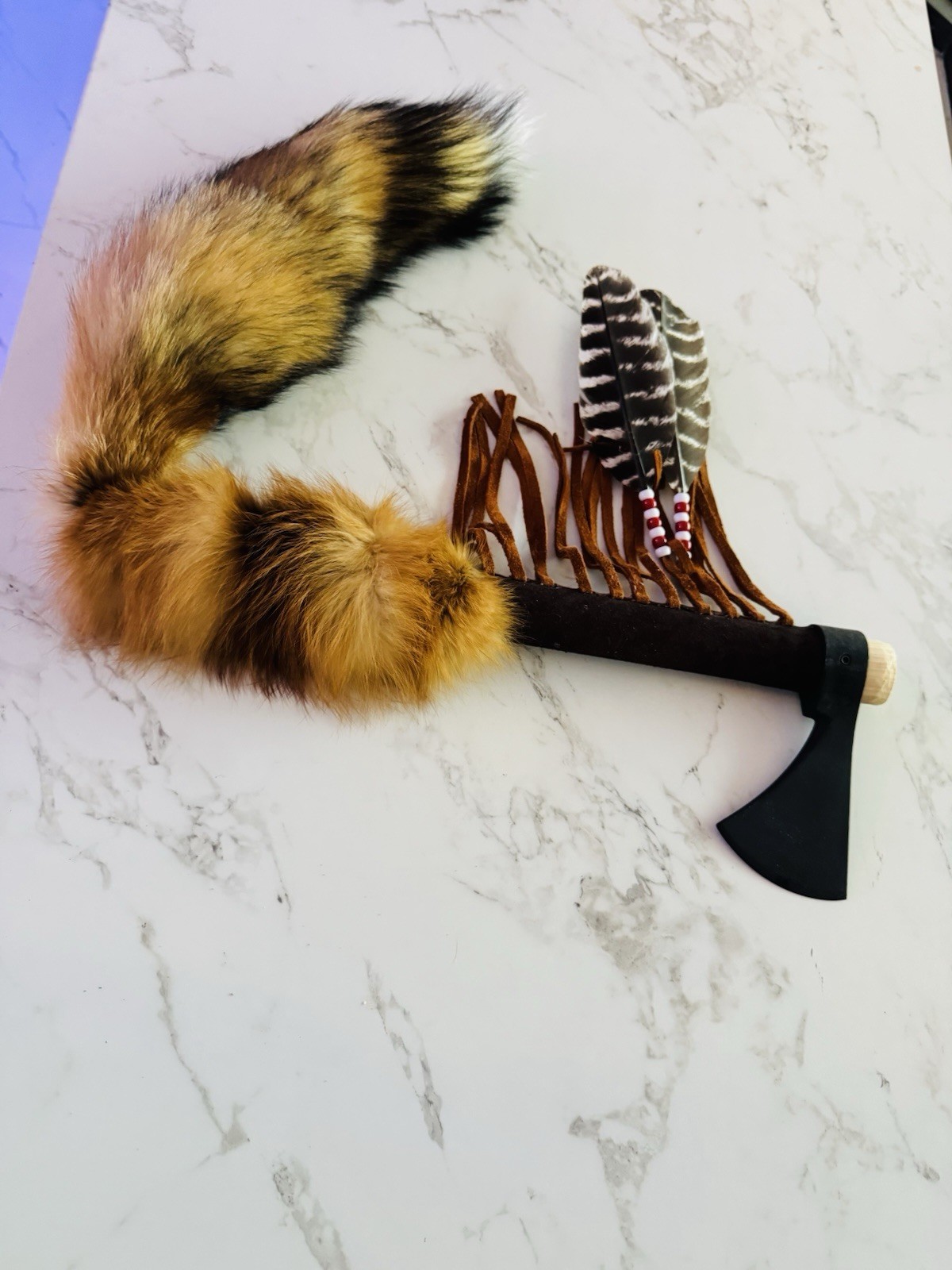 Native American Indian tomahawk. By Enrolled Cherokee 30” Including Tail