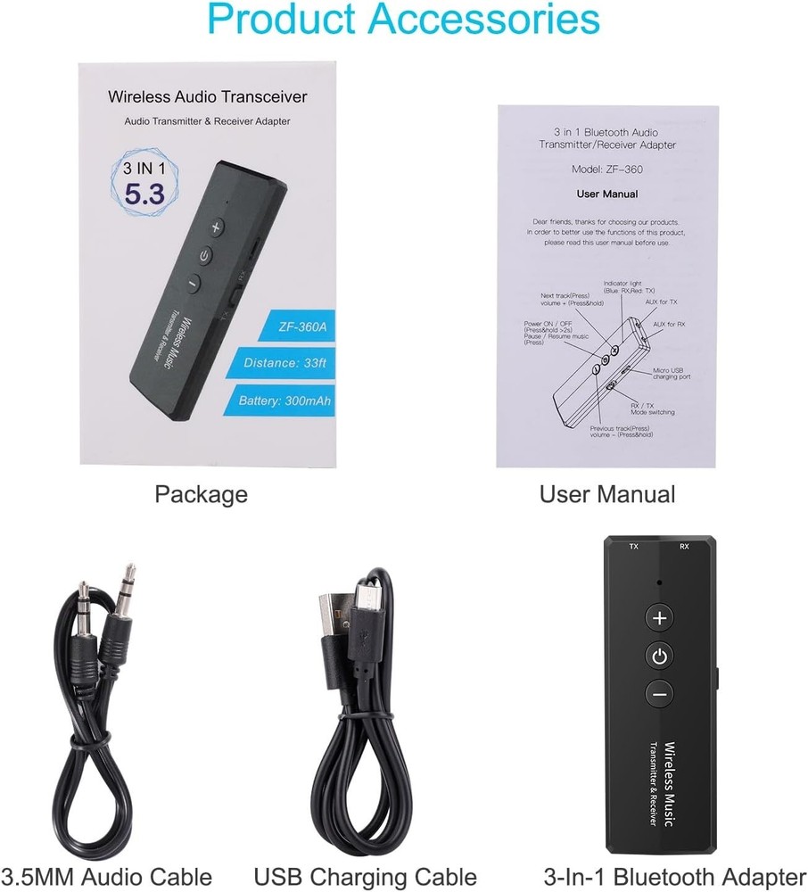 Compact 2026 Bluetooth 5.3 Audio Transceiver: Seamless Wireless Streaming