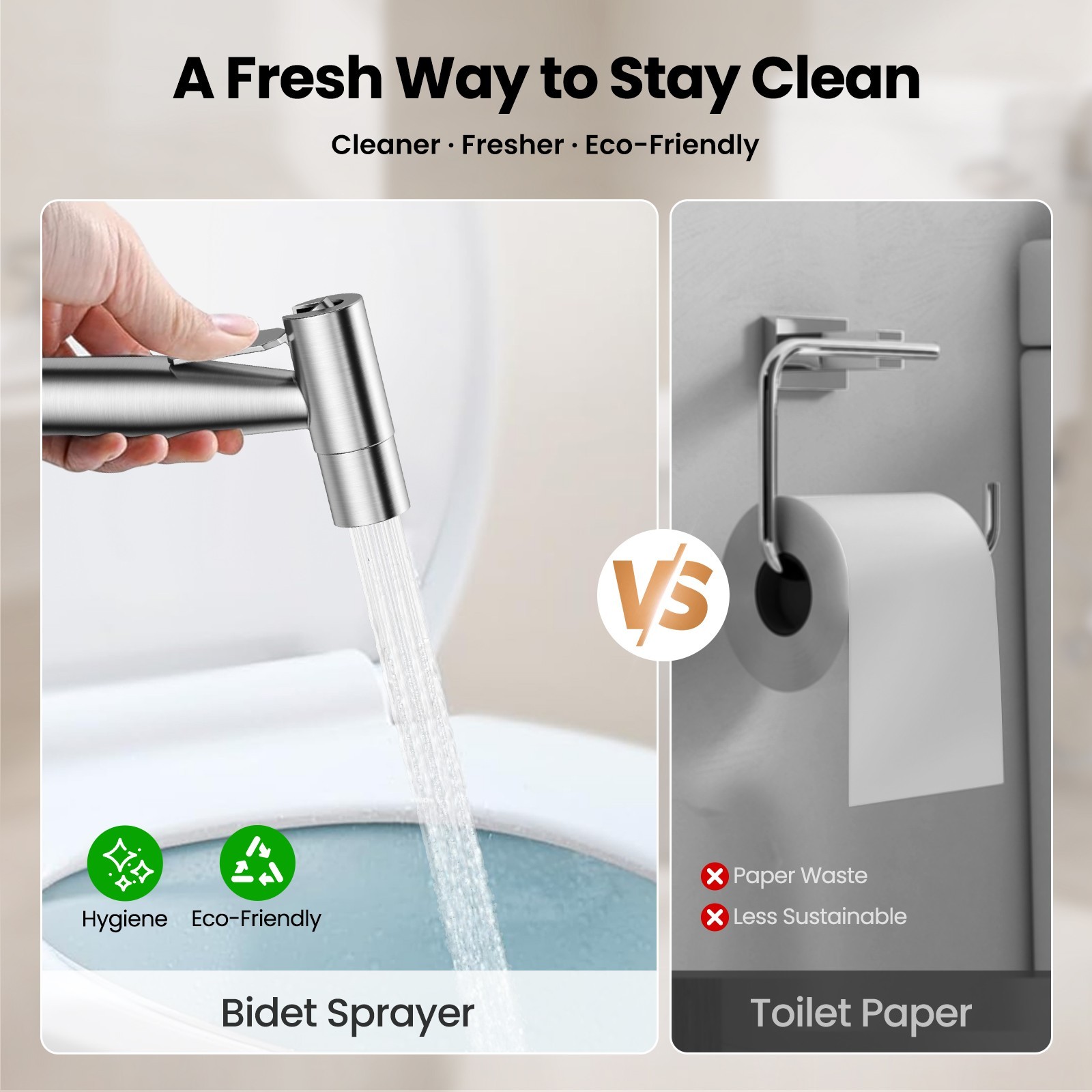 Stainless Steel Brushed Nickel Bidet Sprayer with Shattaf Adapter and Hose