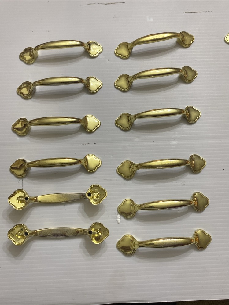 12 Vintage Brass Cabinet Door Drawer Handles Pulls Knobs Architectural Salvage
