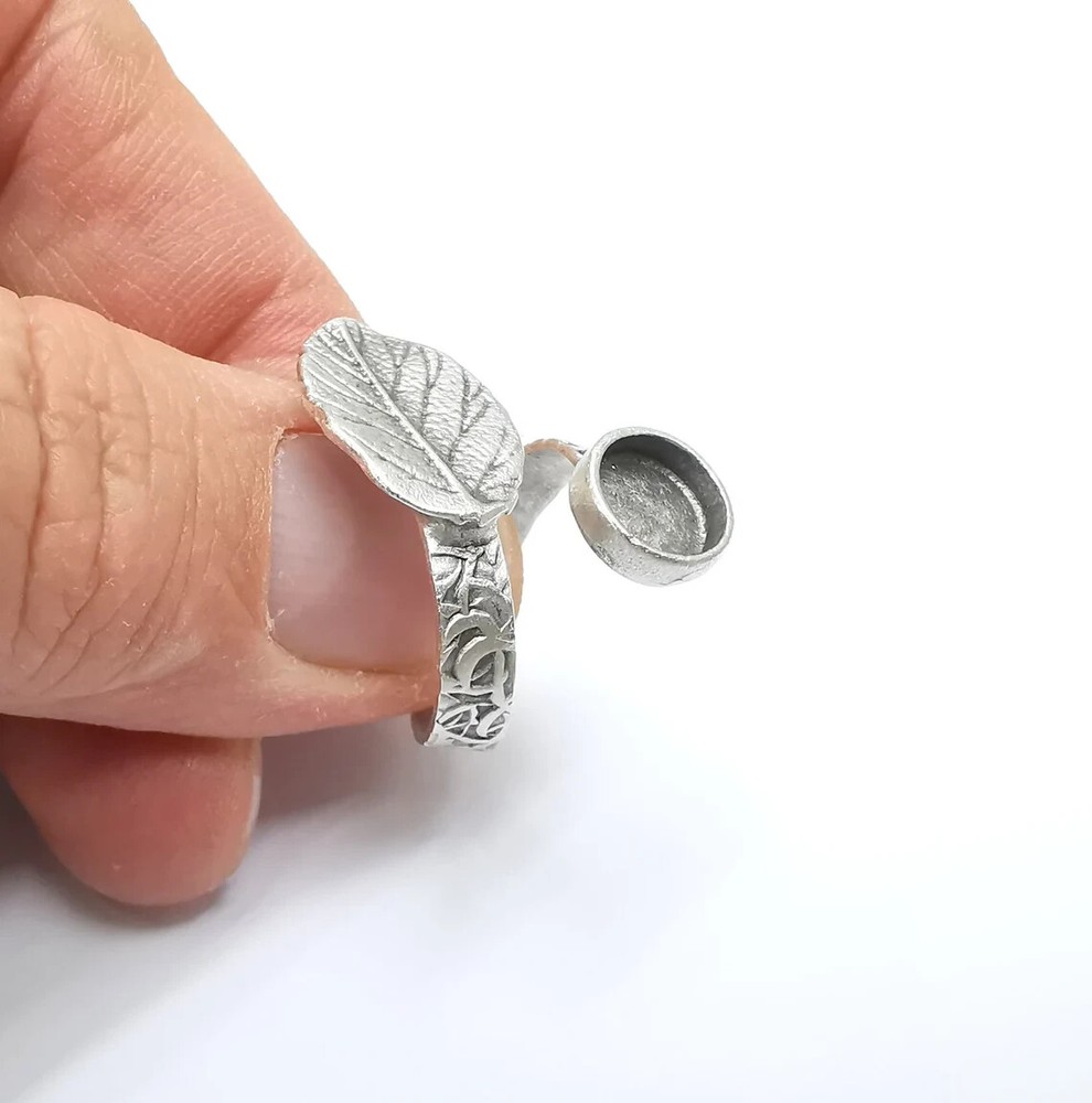 Leaf Ring Setting, Cabochon Blank, Resin Bezel, Round Ring Mounting, Epoxy Frame