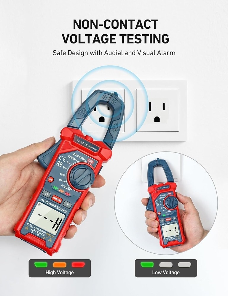 Digital Clamp Meter Multimeter 2000 Counts Amp Voltage Tester Auto-ranging Blue