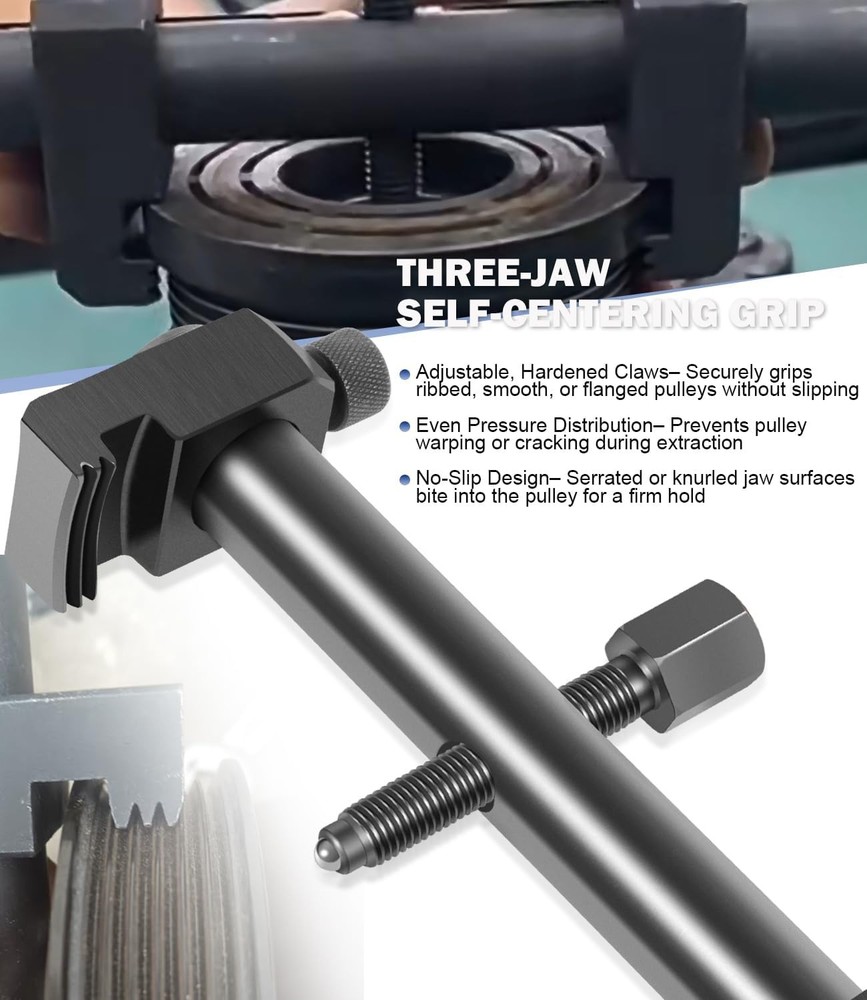 Universal Ribbed Drive Crankshaft Auxiliary Pulley Removal Puller Tool Kit
