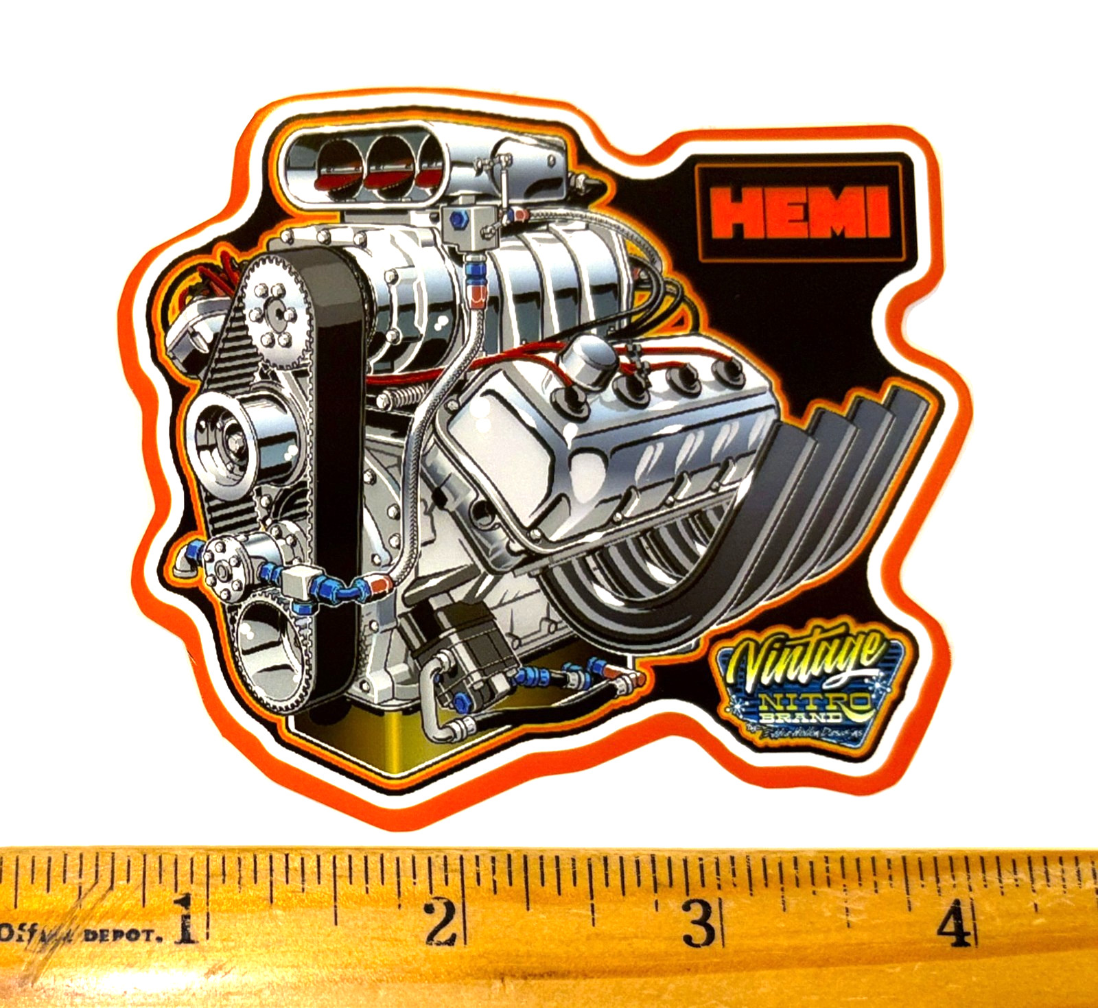 NEW Awesome BLOWN 426 Hemi ENGINE Die Cut Glossy Vinyl Sticker Decal Orange