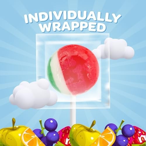 Fruit Lollipops - 2 Pound Bulk Pack (80 Count) - Assorted Fruit Flavored Hard Ca