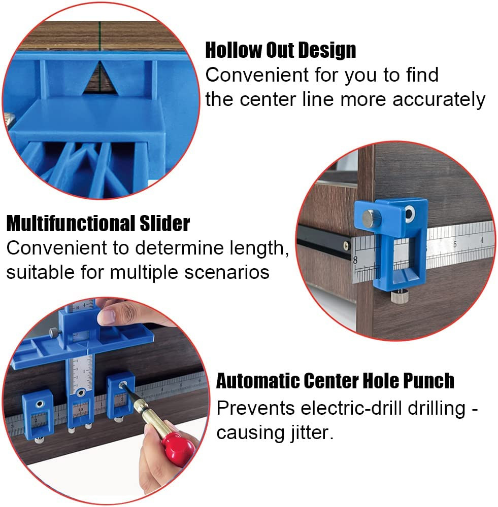 Cabinet Hardware Jig, Cabinet Handle Jig with Automatic Center Punch, Avoid Jit