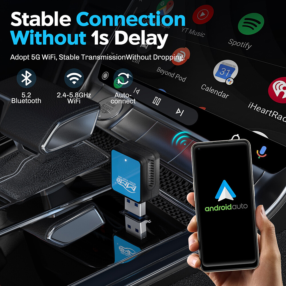 Android Auto Wireless Adapter Mini Android Auto Dongle for OEM Wired Android Car