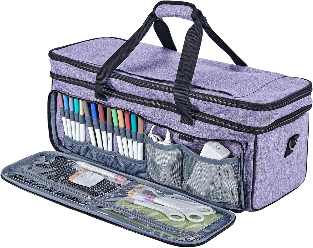 Double Layer Carrying Case with Mat Pocket for Cricut Maker 4, Explore 4, ...