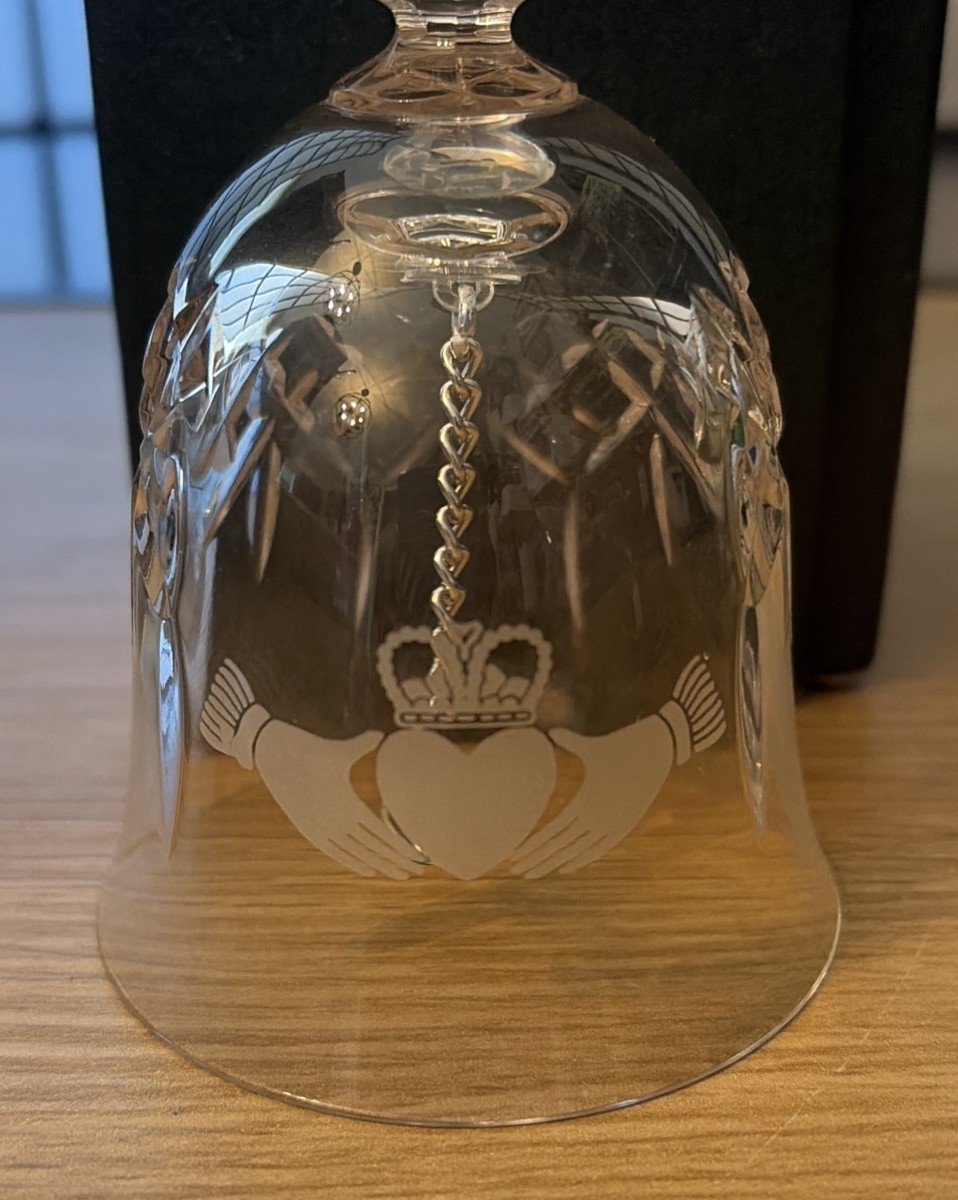 Original GALWAY Cut Crystal Bell Hands Heart Crown Claddagh Etched IRELAND