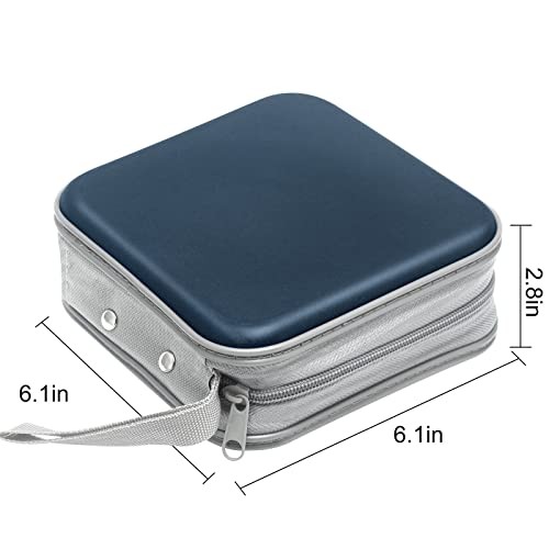 CD Case, 40 Capacity CD/DVD Case Holders Wallet Hard Plastic DVD Disc Dark Blue