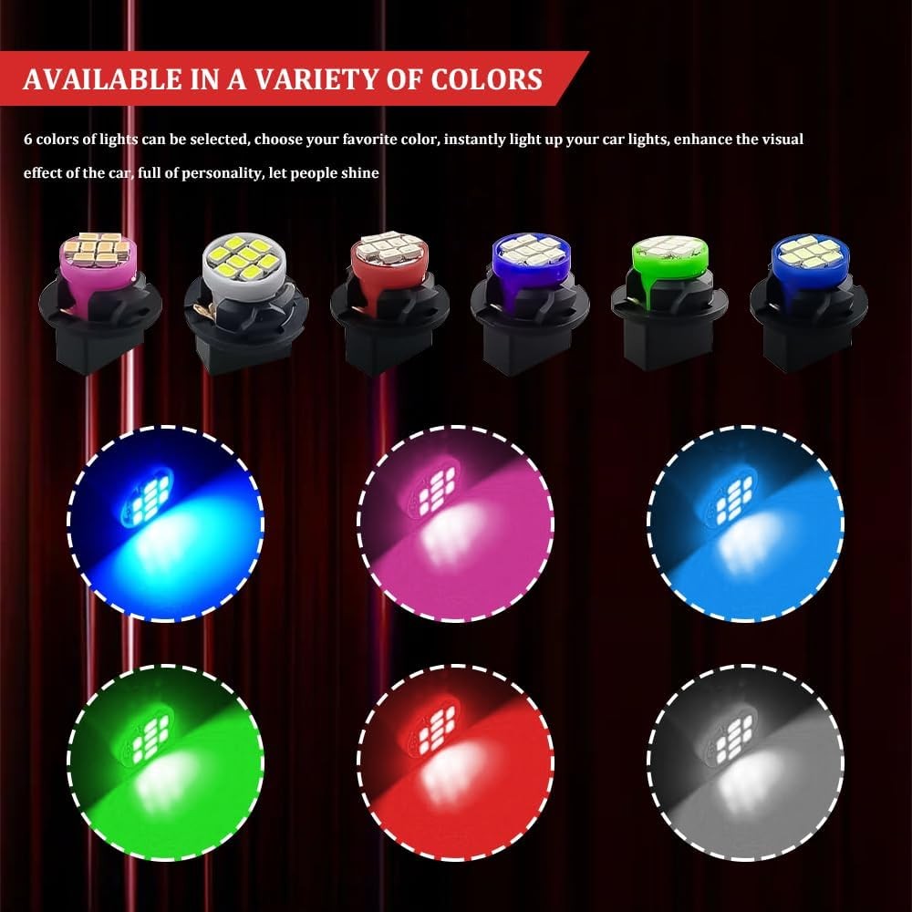 10PCS T10 194 168 LED Dash Instrument Light Bulbs with Twist Lock Socket, Car Da