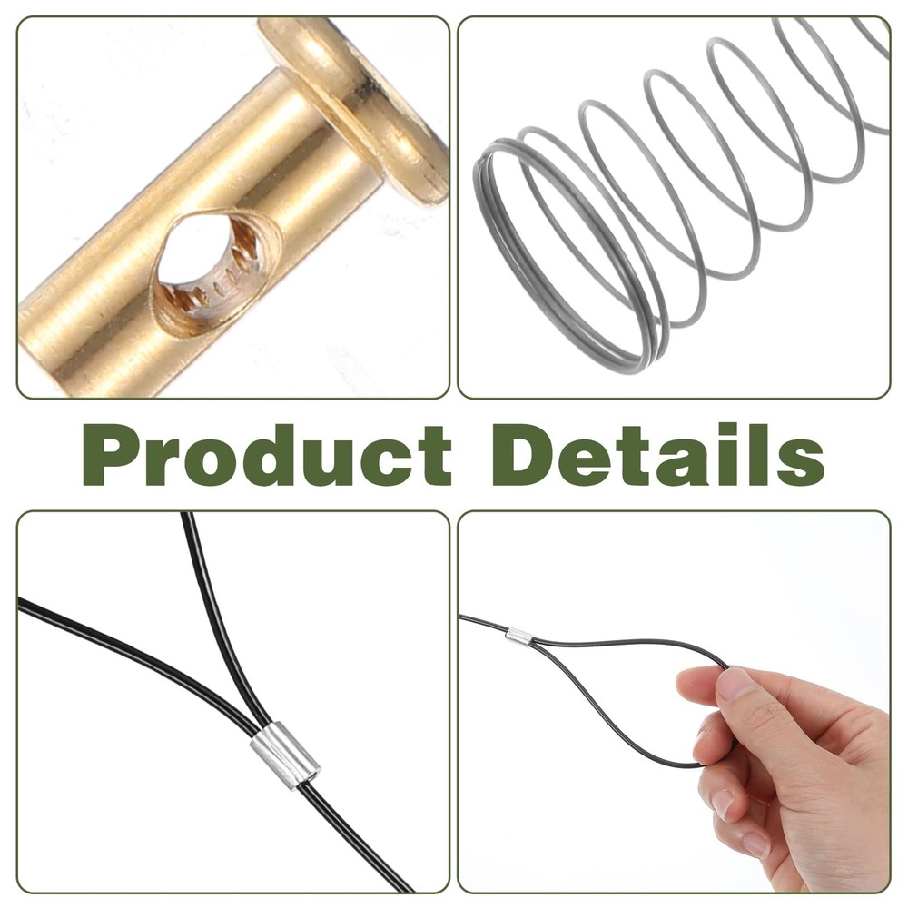 2 Sets Adjustable Black Spring Gate Opener Gate Latch Cable Pull String for M...