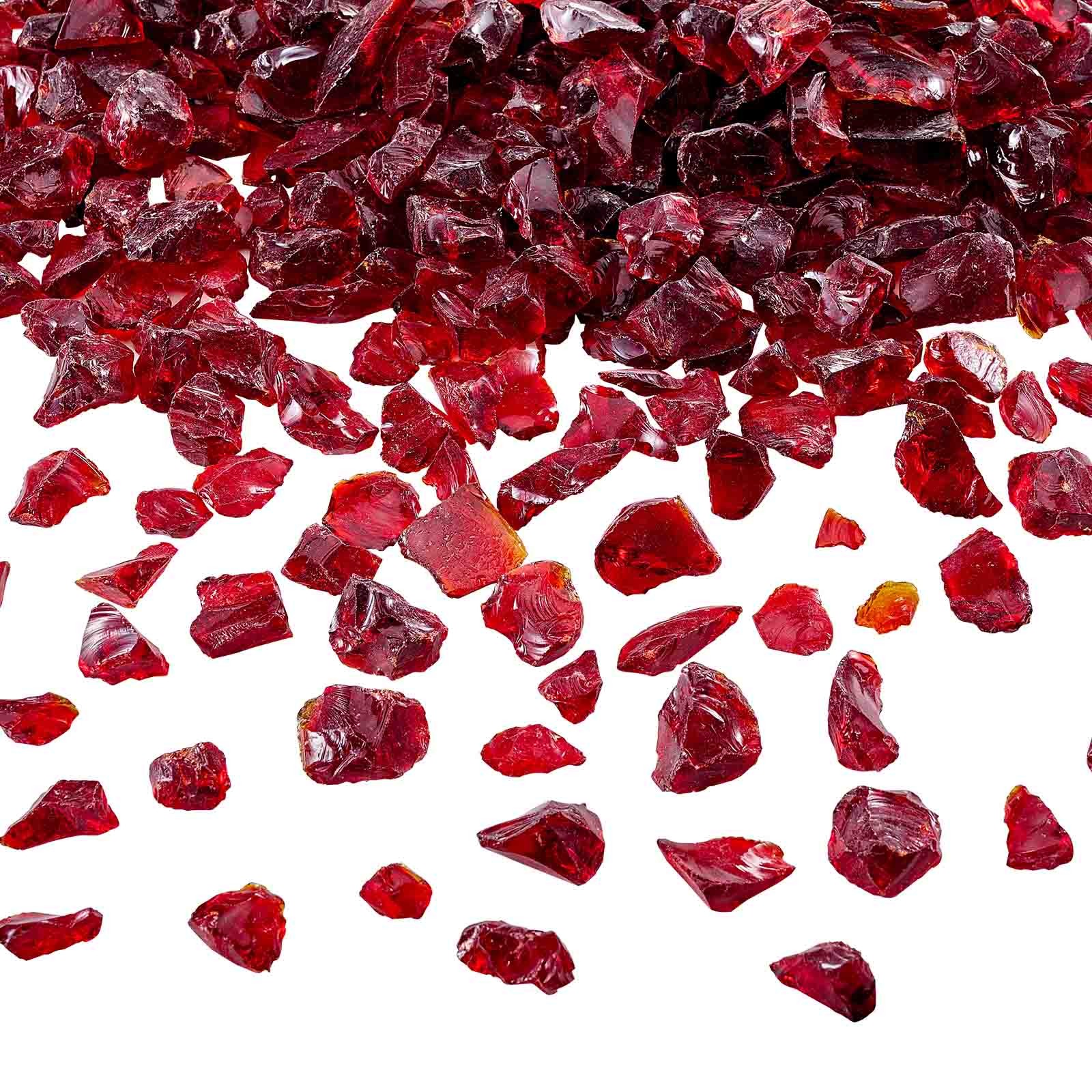 Uimoso 10 lbs Red Fire Glass 3/4-Inch for Fire Pits and Fireplace Tables