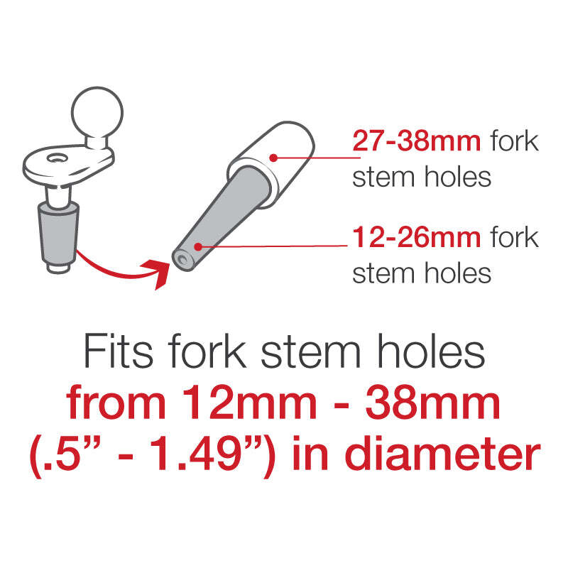 RAM-B-342-366U RAM Motorcycle Fork Stem Mount with 1/4"-20 A...