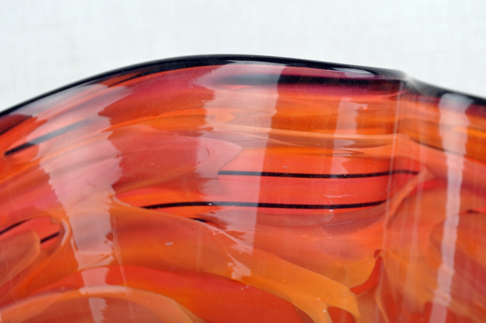 MERIDIAN STREET Art Glass Taco Shell Red/Salmon Hand Blown by John McDonald New