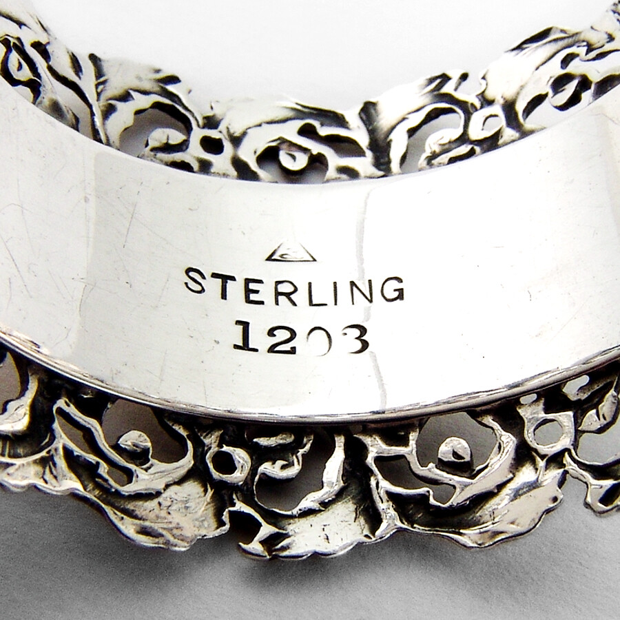 Foliate Scroll Openwork Border Napkin Ring Sterling Silver 1905