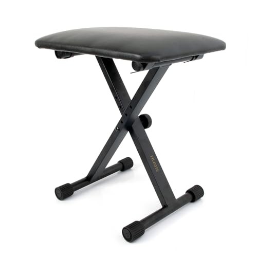 Keyboard Bench X-Style Height Adjustable Padded Cushion Foldable Stool Black