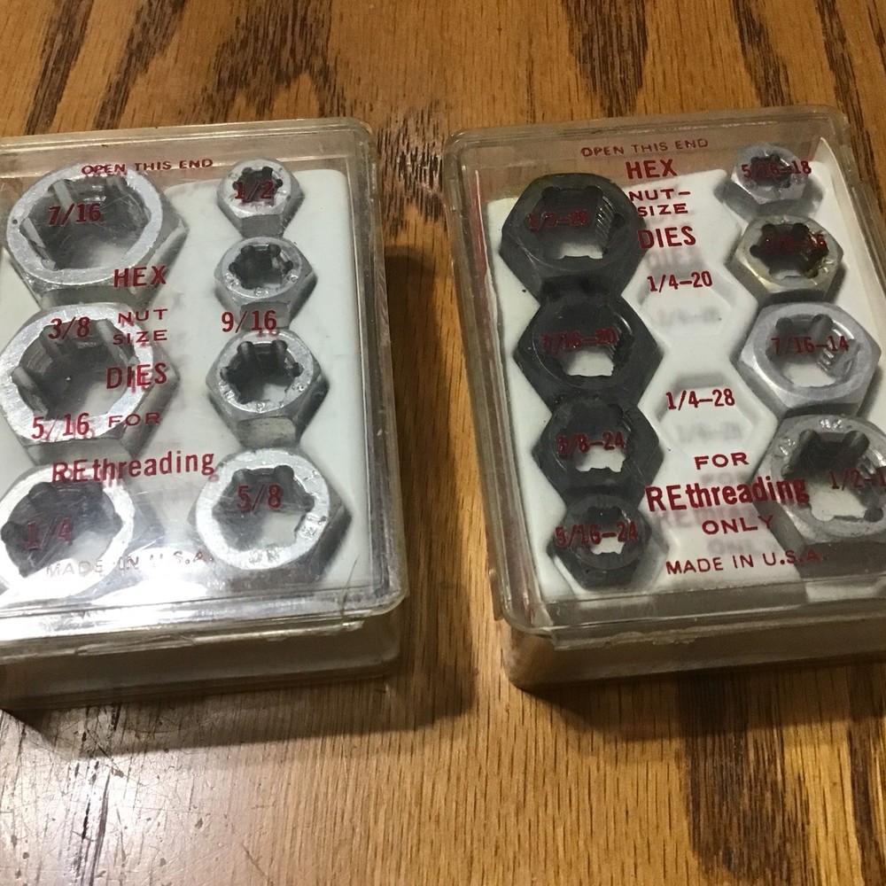 Snap On & K-D Hex Nut Rethreader Dies  Threading Two Sets (2)
