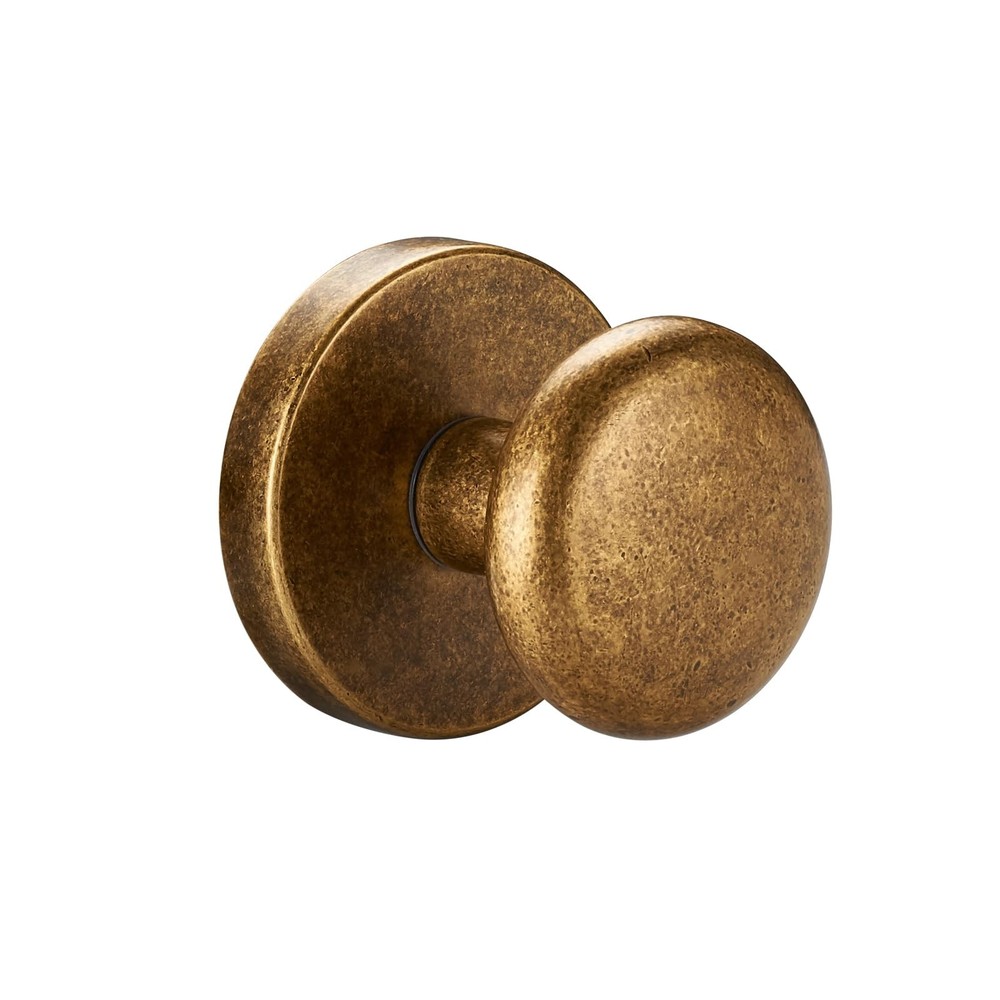 Rotating Dummy Door Knob Set – 2 Pack Antique Brass Round Decorative Knobs