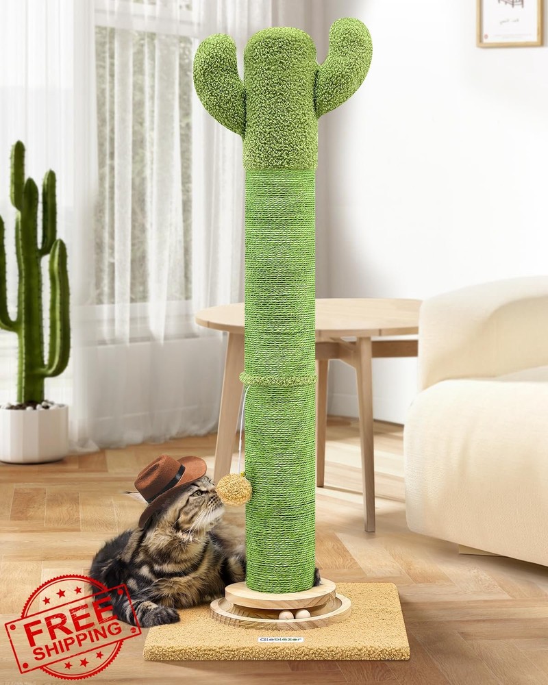 Globlazer Cactus Scratching Post, 37", Large Cat Sisal Scratcher