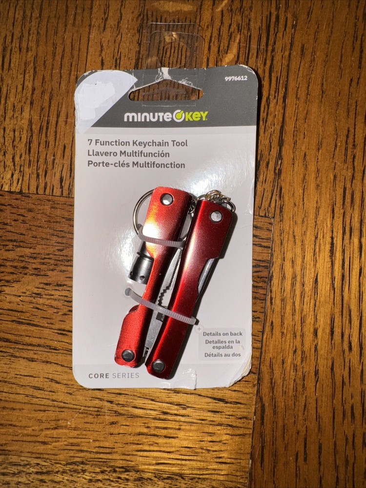 MINUTE KEY 7 Function Pliers Wire Knife Screwdriver Can Opener LED Light Red