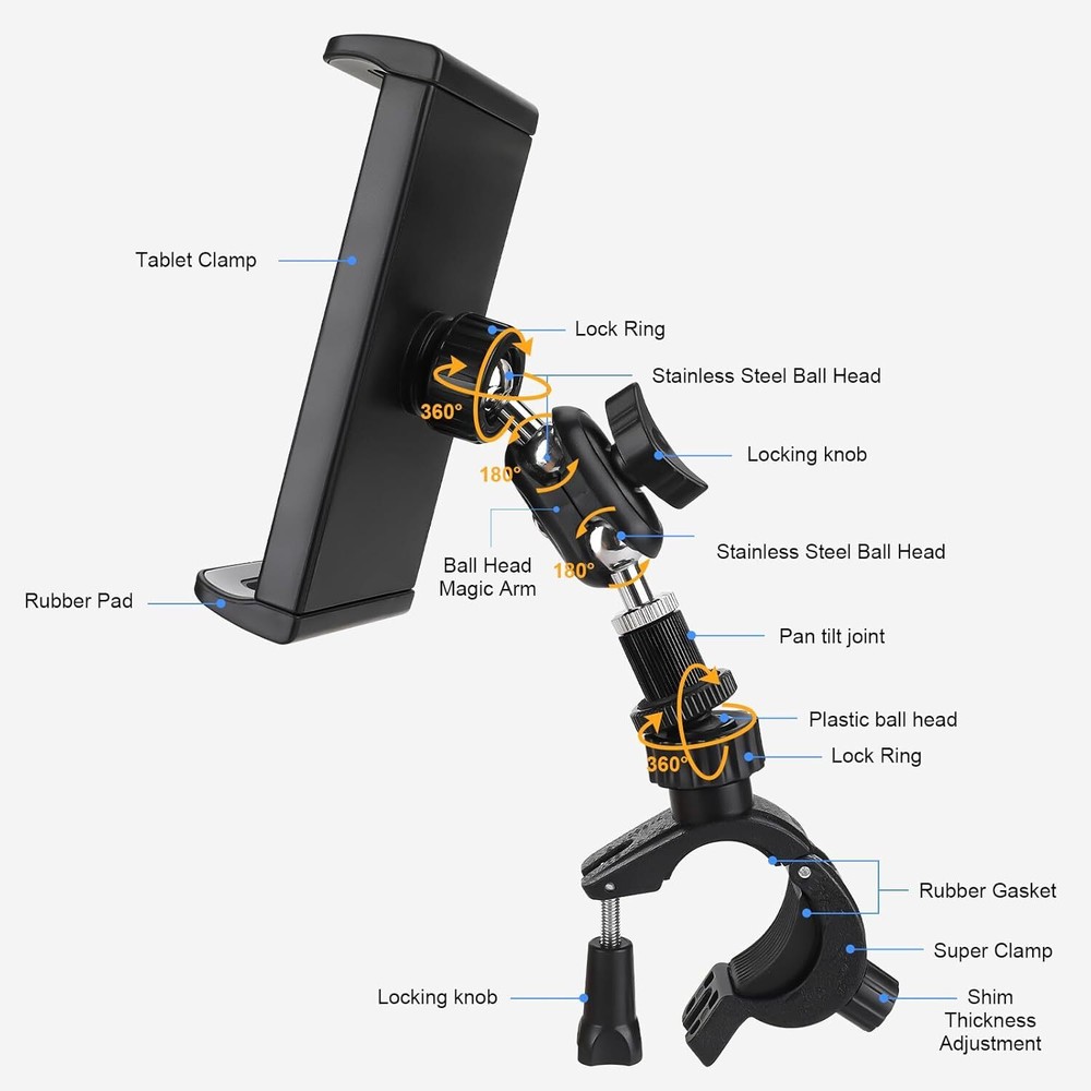 Tablet Holder for Mic Stand, Adjustable Microphone Music Stand Mount for iPad
