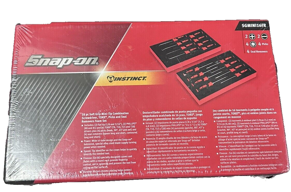 SNAP ON TOOLS Instinct RED Soft Handled 16pc Mini Screwdriver Set SGMINI16FR
