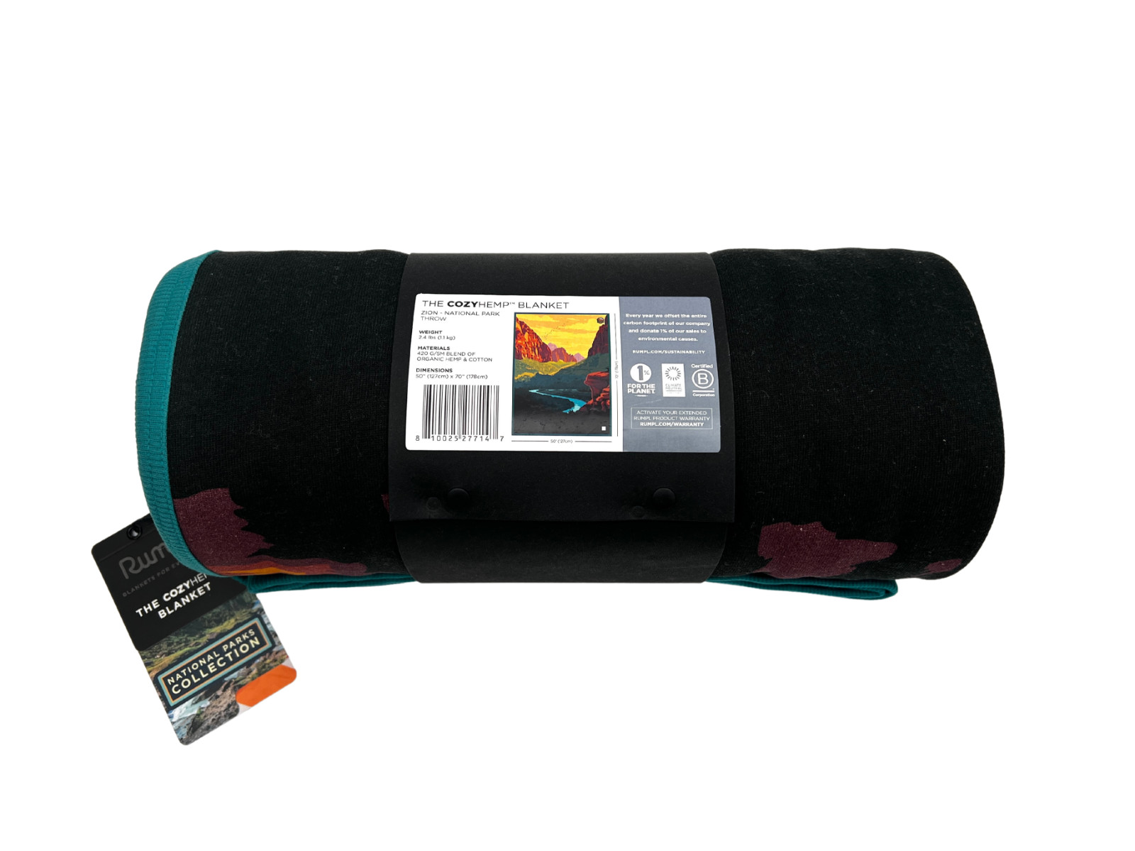Rumpl CozyHemp Blanket Zion National Park Edition | Organic Hemp Retired Design