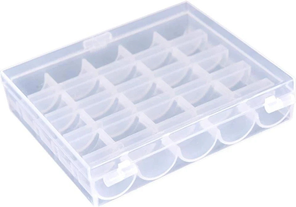 2 Pack 25 Slots Empty Bobbin Spool Box Plastic Storage Case for Sewing Machine