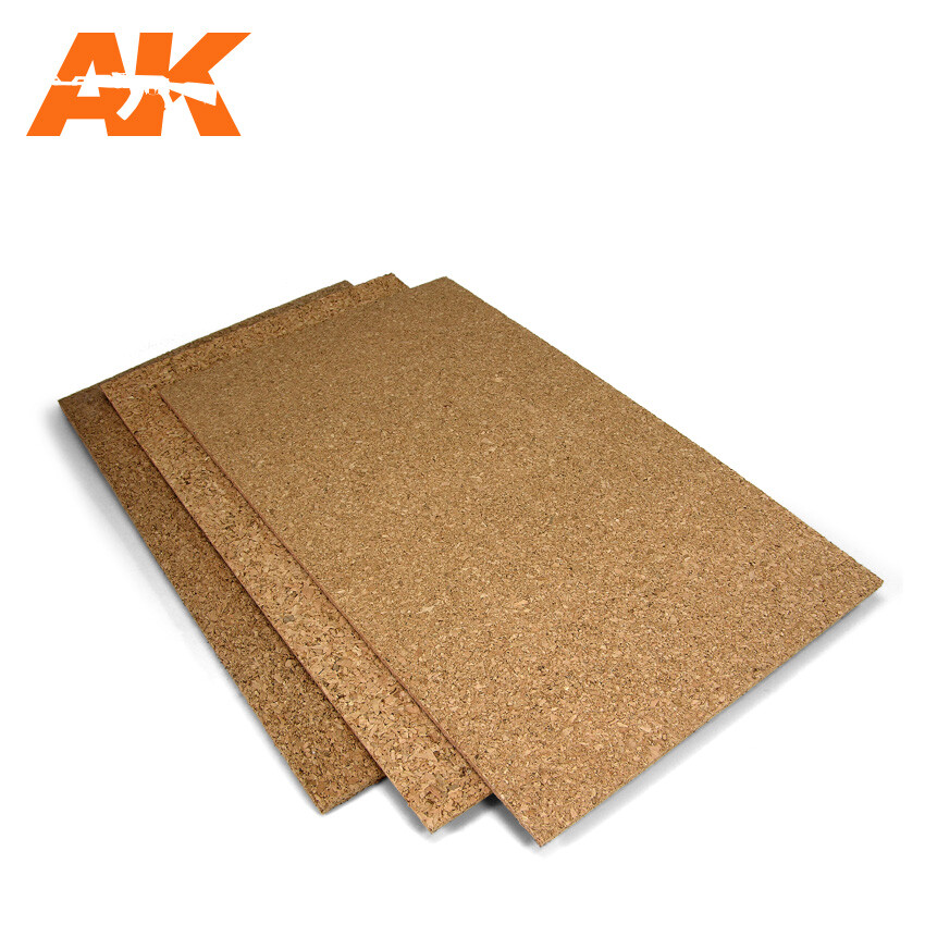 AK-Interactive Cork Sheets - Fine Grained #200 x 300 x 1mm (2 Sheets)