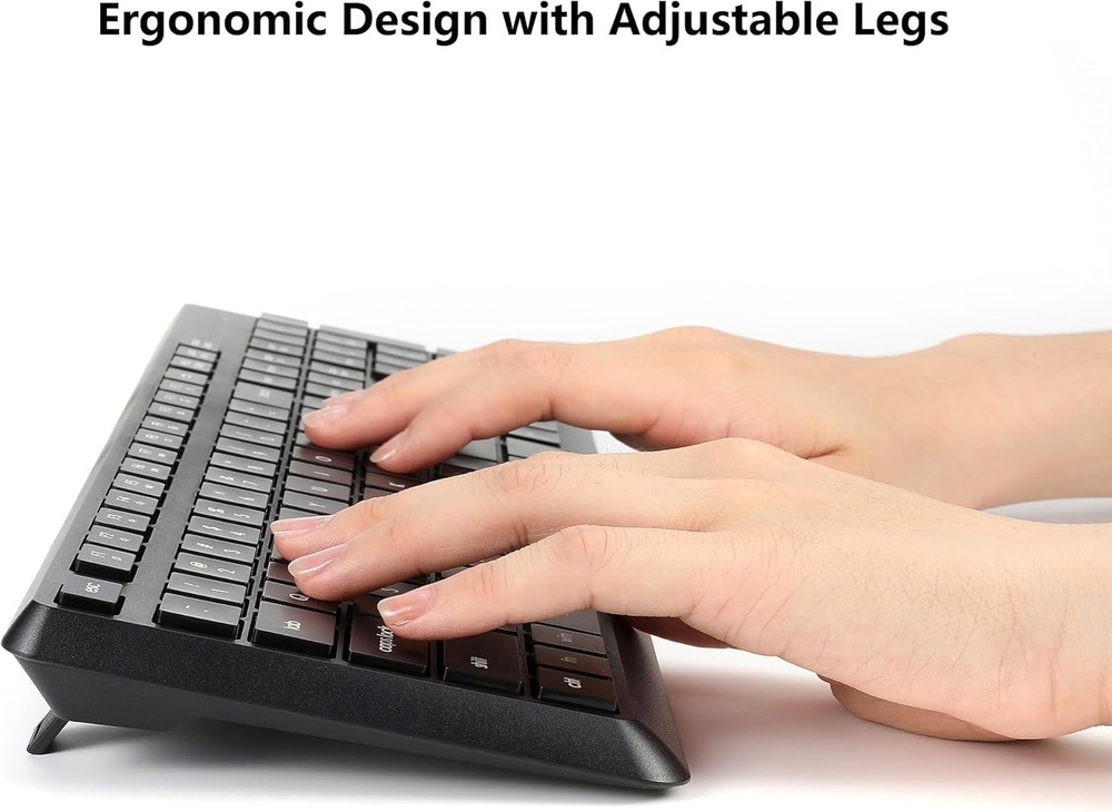 Wireless Keyboard and Mouse Combo for Windows 2.4G Full-Sized External Cordless