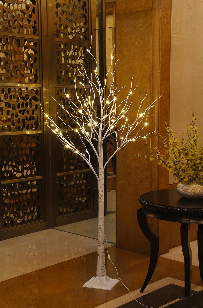 Tall Lighted Birch Tree, Medium