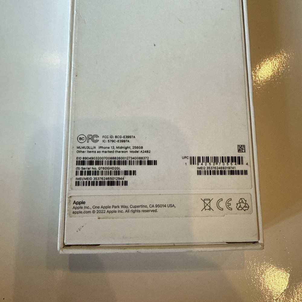 Apple iPhone 13 Midnight 256gb *Empty Box Only*