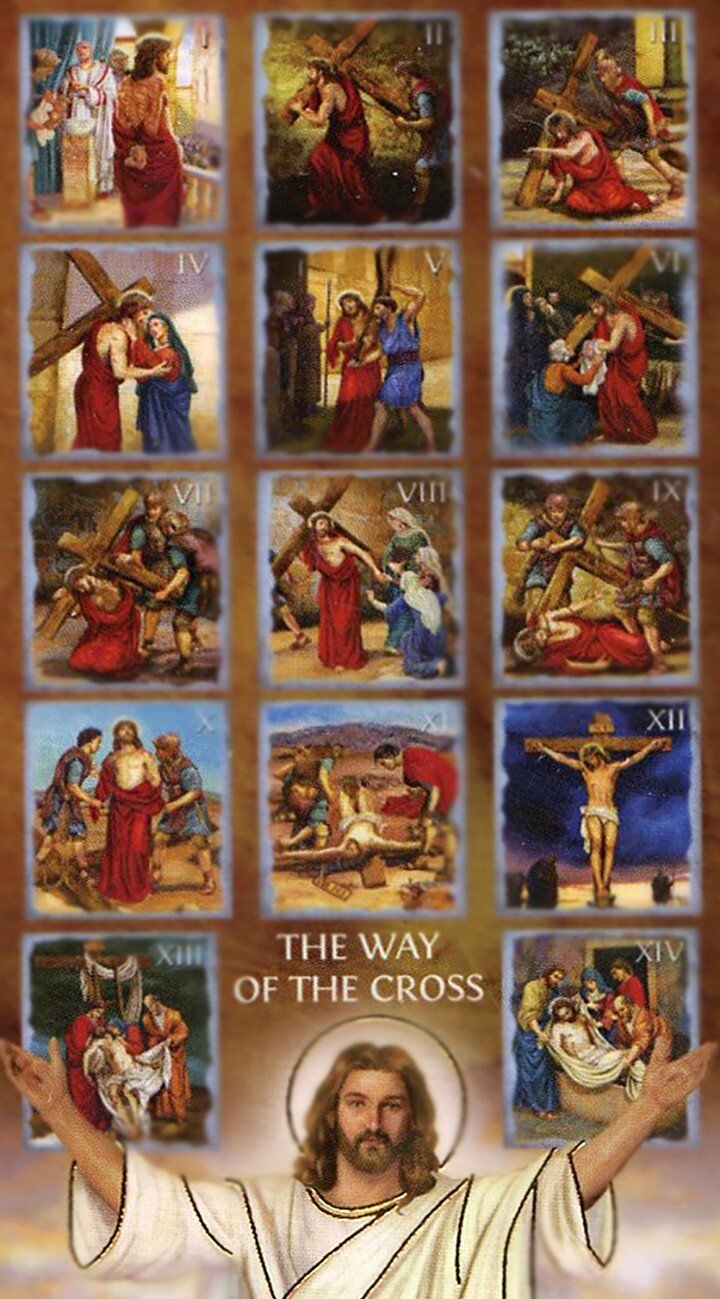 The Stations of the Cross A - Laminated Holy 25 CARDS