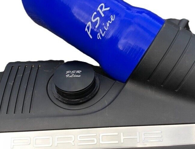 Porsche 997 Resonator Delete Air Box Modification with Blue Induction Pipe Plug